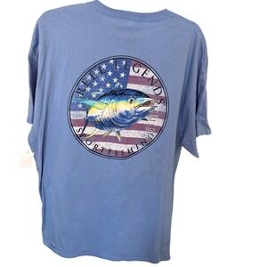 Reel Legends Sportfishing tuna graphic tee blue coastal flag design XL NWT